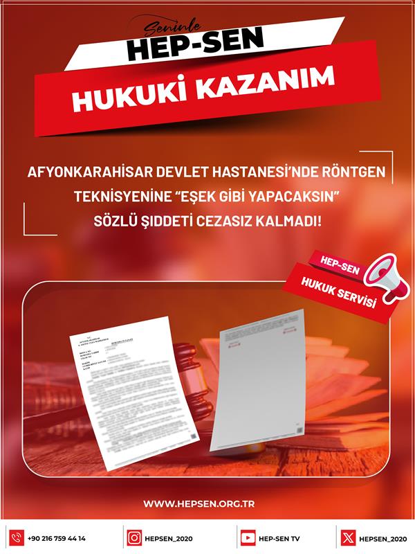 ​Afyonkarahisar Devlet Hastanesi’nde Röntgen  Teknisyenine “​Eşek Gibi Yapacaksın” Sözlü Şiddeti Cezasız Kalmadı!